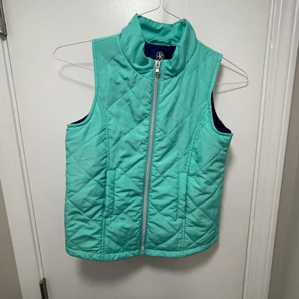 JK Girls Quilted Vest Green Sleeveless Pockets